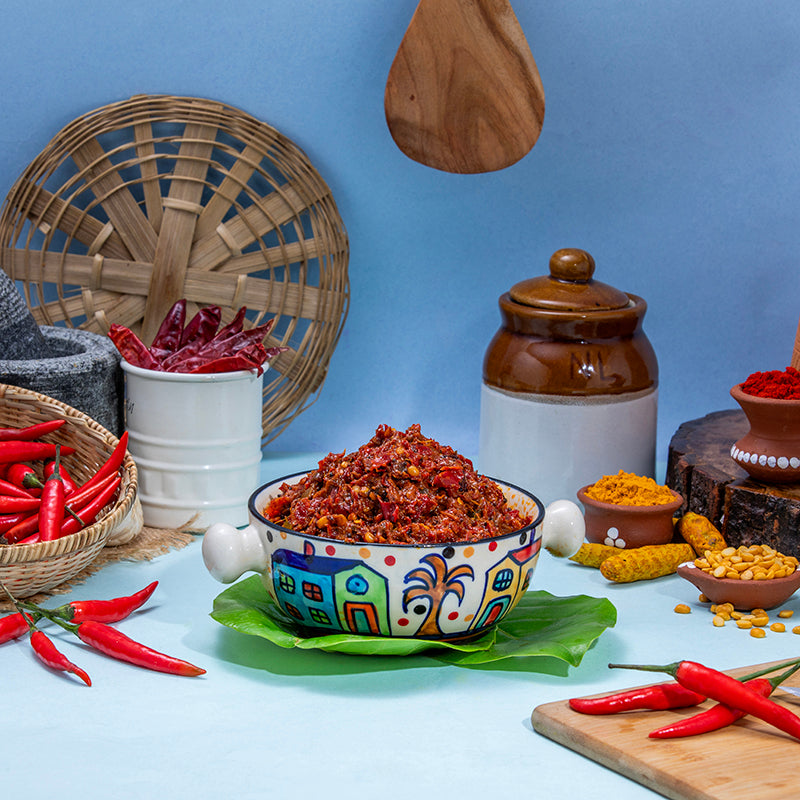 RED CHILLI PICKLE (PANDU MIRAPAKAYA)