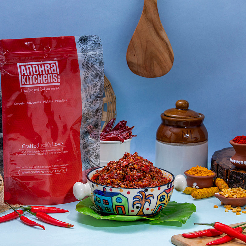 RED CHILLI PICKLE (PANDU MIRAPAKAYA)